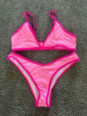 SHEIN Neon Pink Two-Piece Bikini Set
